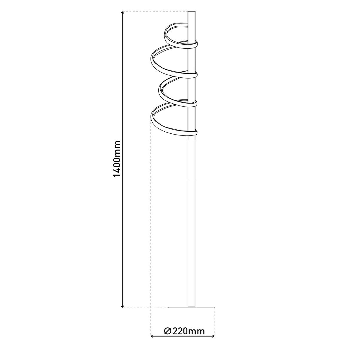 LED Vloerlamp Belleza Zwart/Goud - 140 cm
