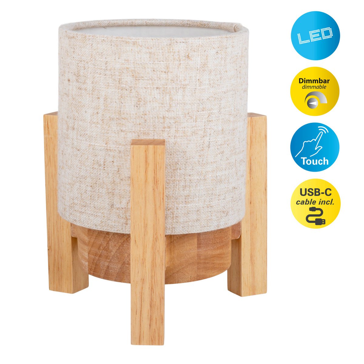 Acculamp Madita Wit/Naturel Touch - 19 cm (Dimbaar)
