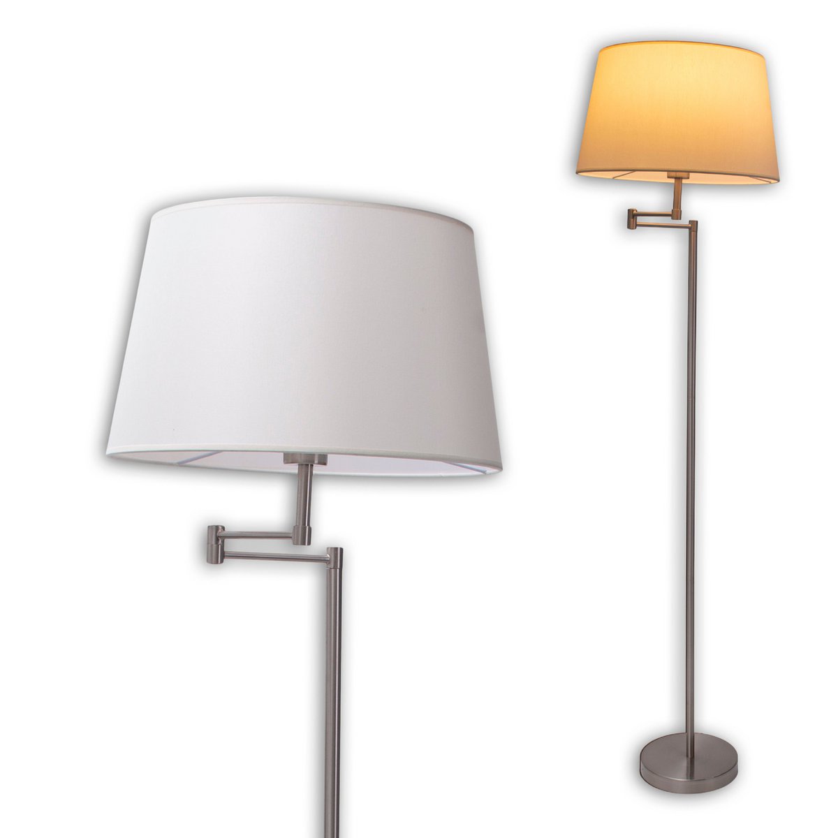 Vloerlamp Bologna Nikkel/Satijn Beige - 158 cm (E27)
