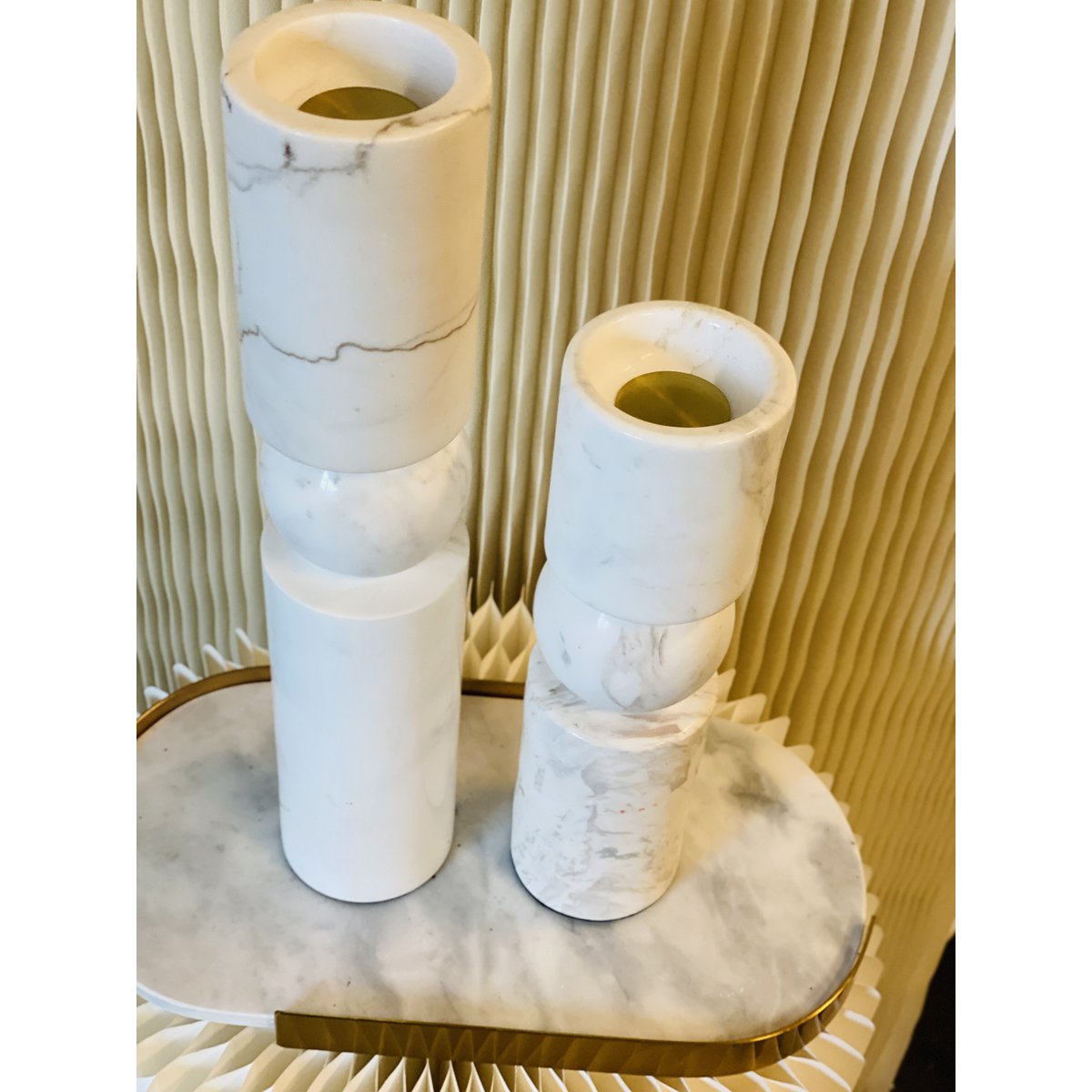 Marmeren kandelaar M wit - 29,5 cm
