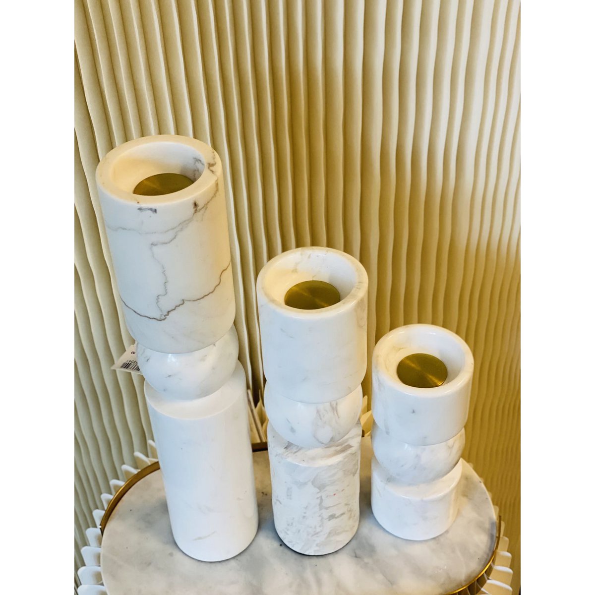 Marmeren kandelaar M wit - 29,5 cm