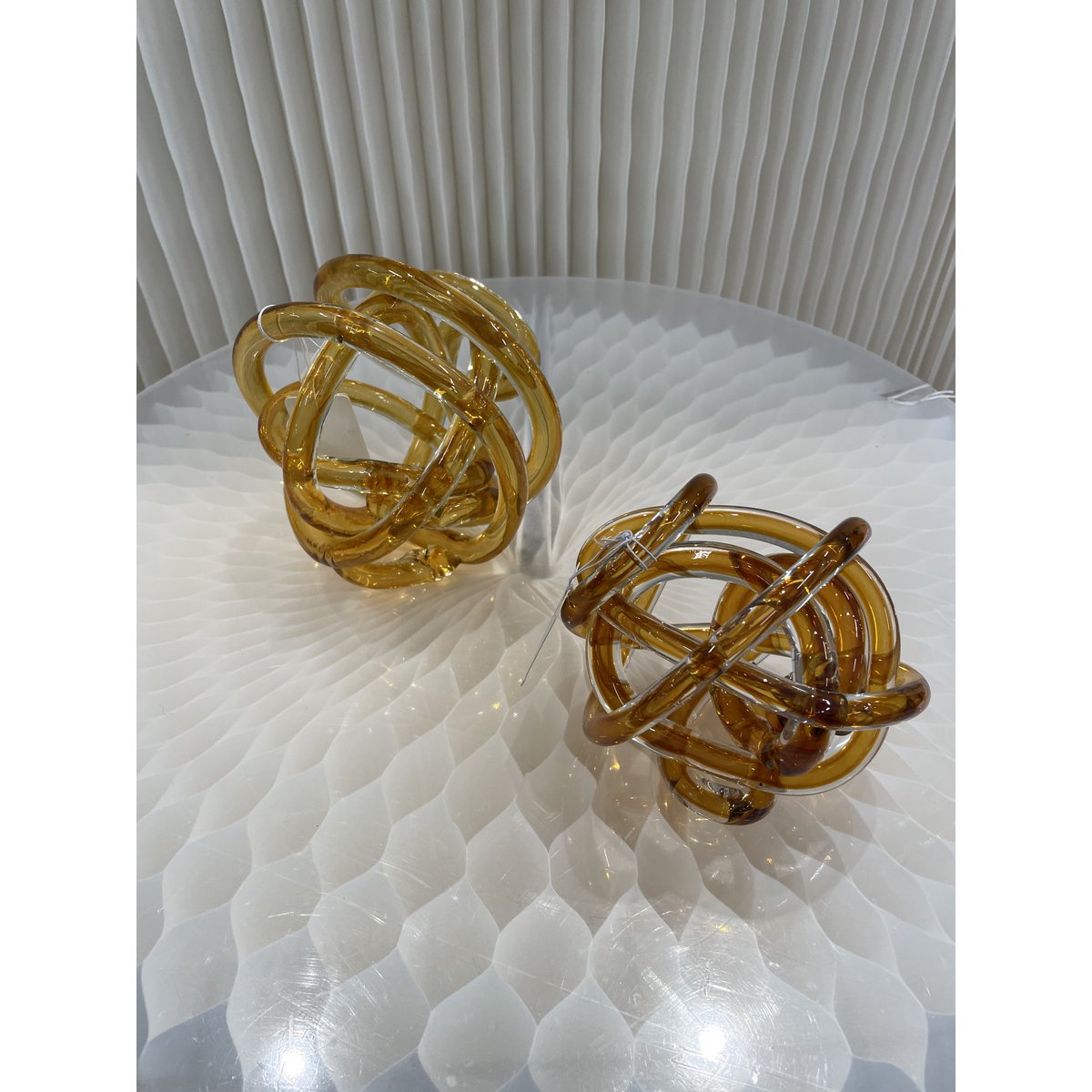 Glazen knoop Knoop geel - 11 cm