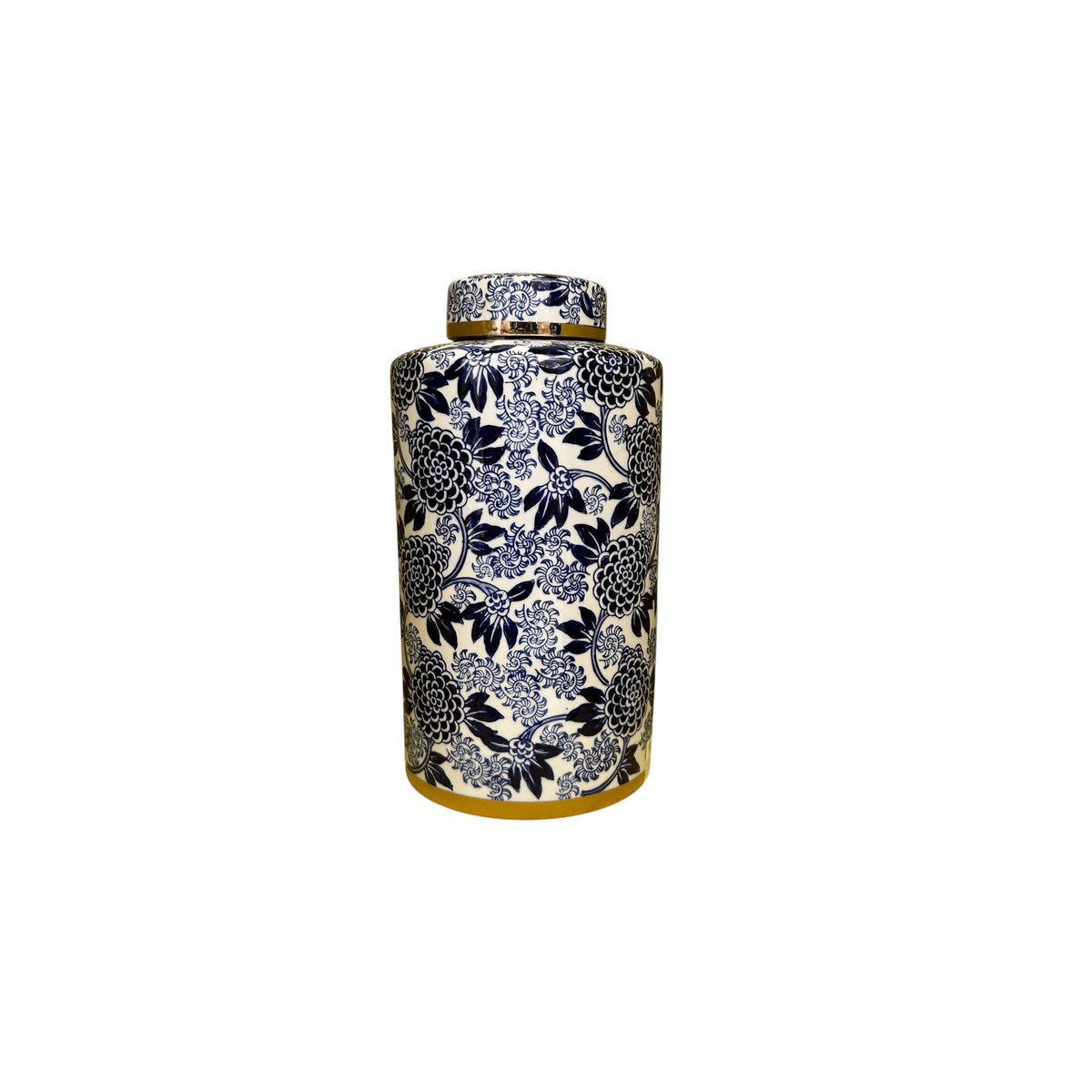 Porseleinen gemberpot Aline blauw/wit