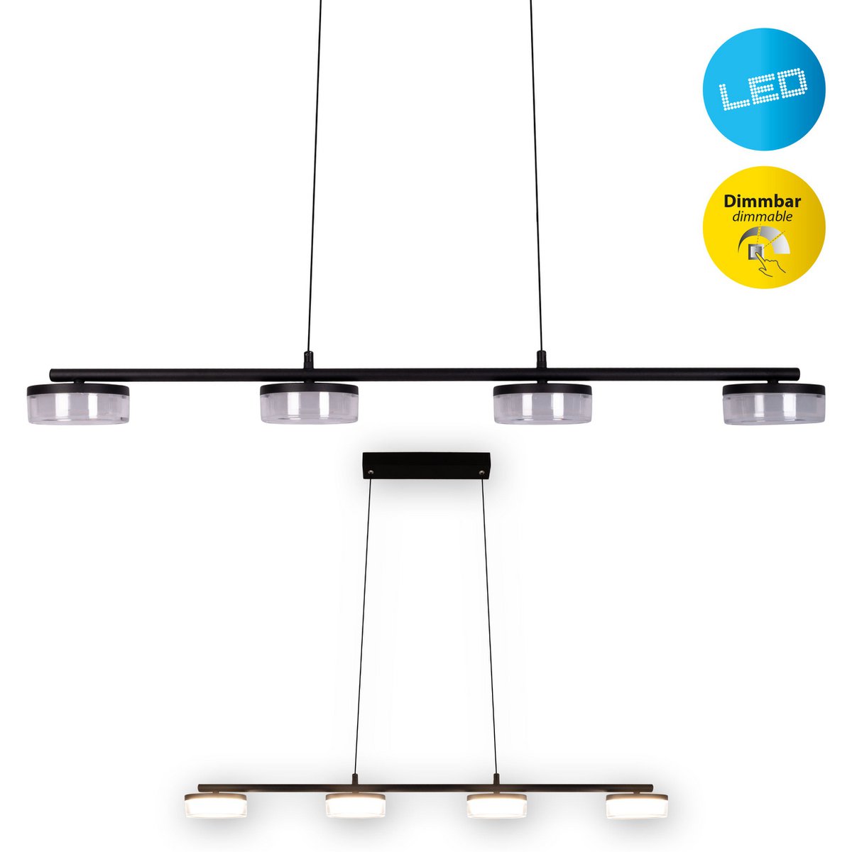 LED Hanglamp Cimo Zwart - 96 cm