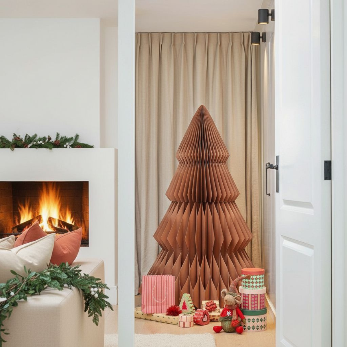 Decoratieve Kerstboom Papier Bruin - 152 cm