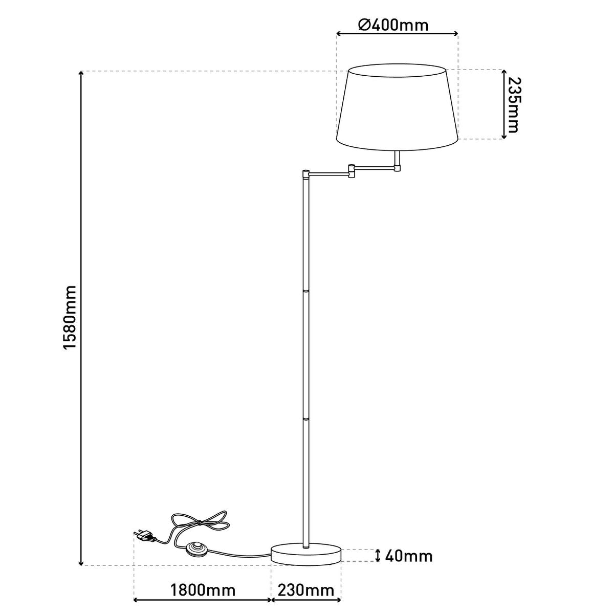 Vloerlamp Bologna Nikkel/Satijn Beige - 158 cm (E27)