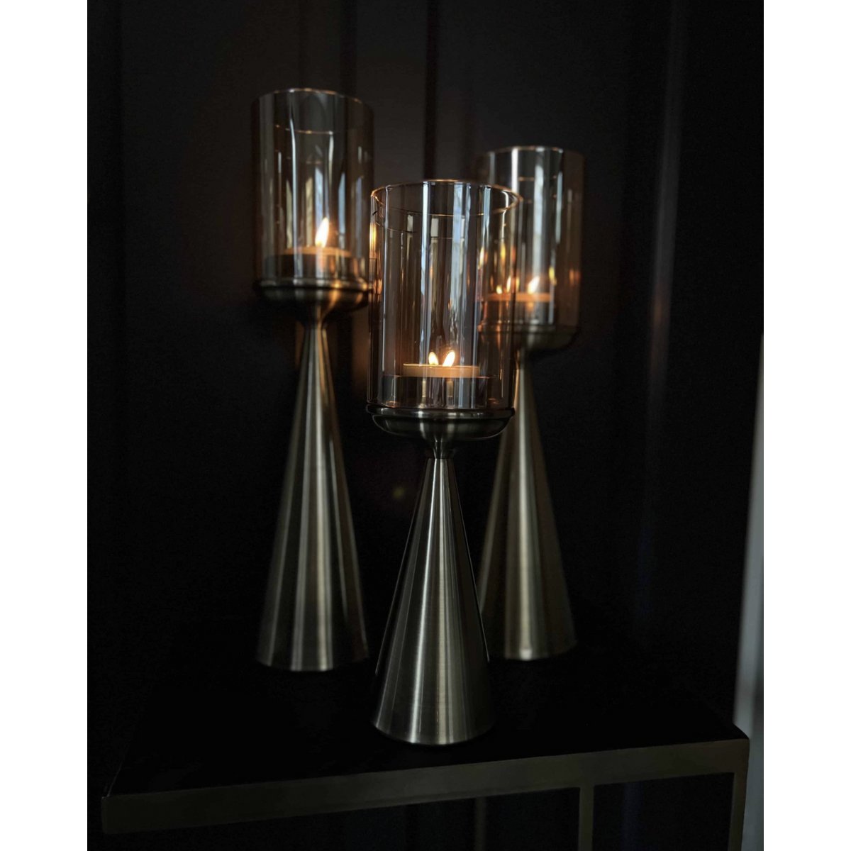 Glazen kandelaar M goud - 45 cm