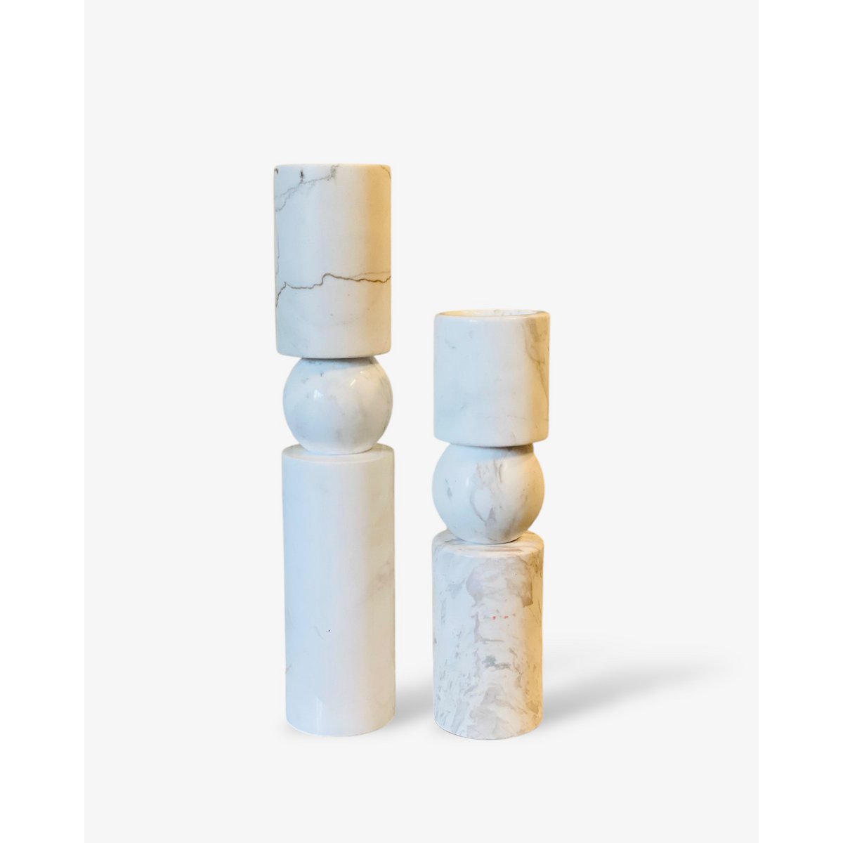 Marmeren kandelaar M wit - 29,5 cm