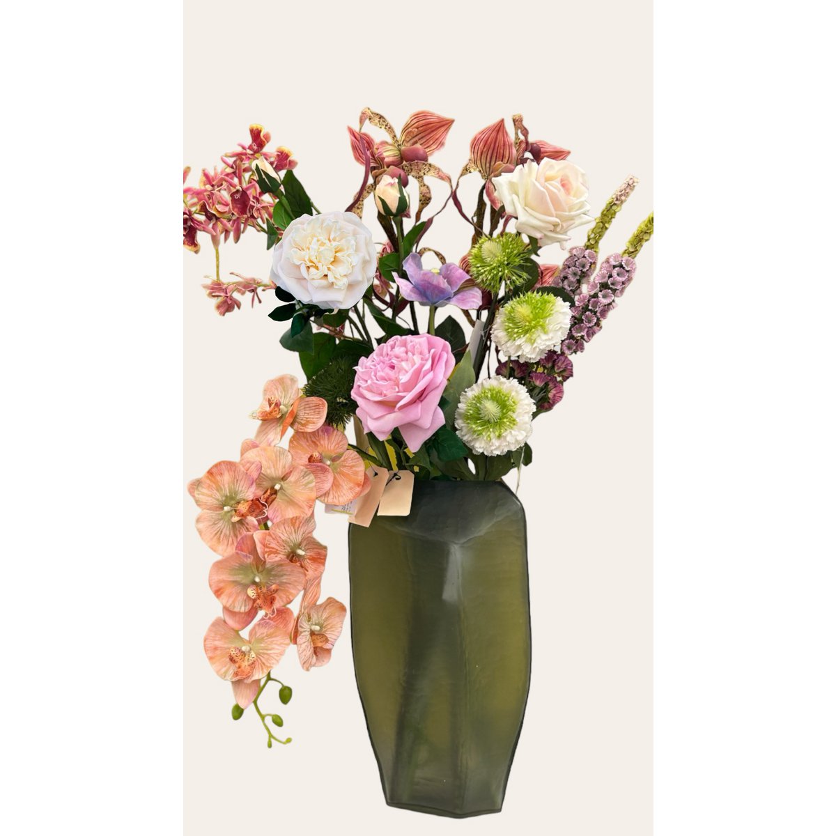 Kunstbloem Rose wit (Set van 2)