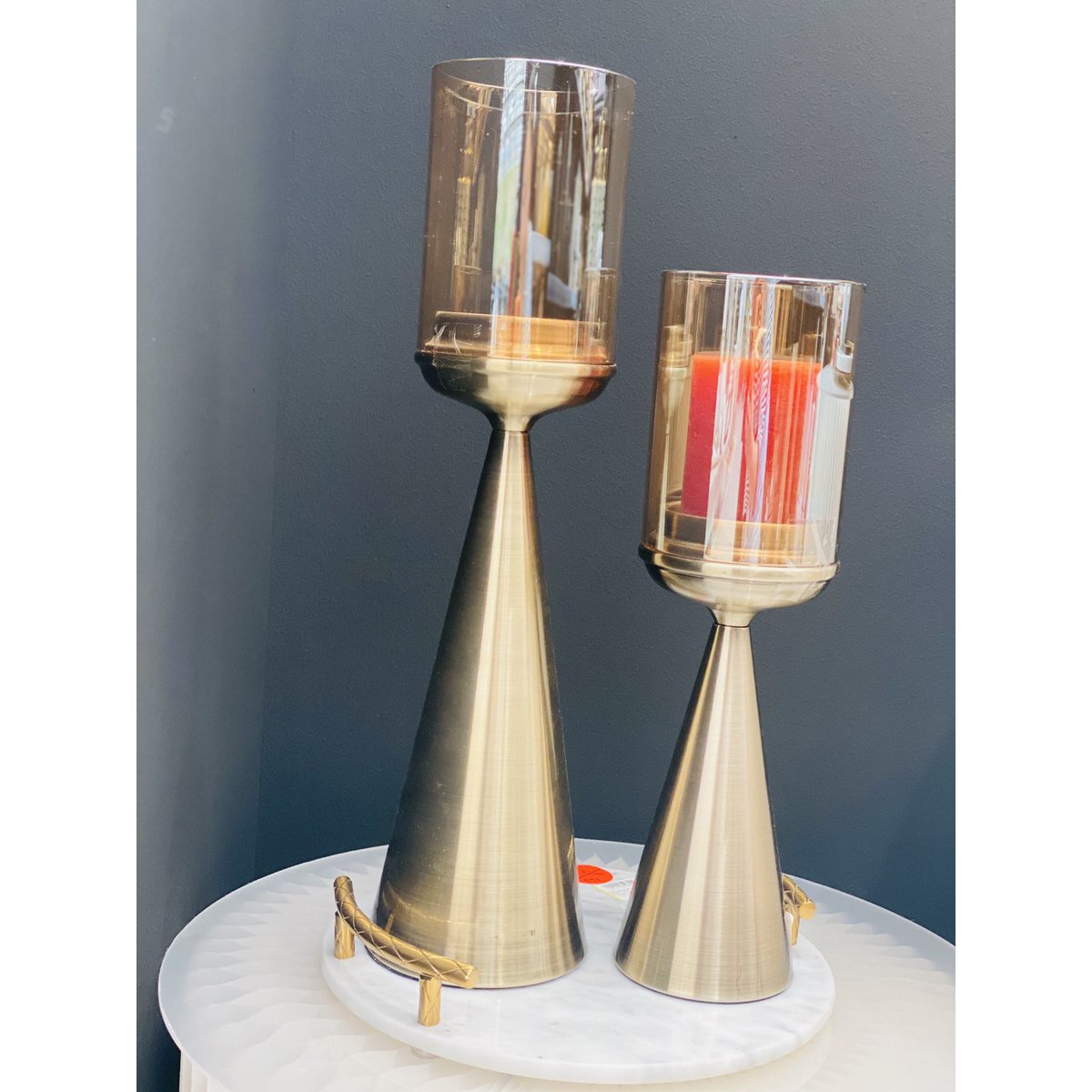 Glazen kandelaar goud L - 50 cm