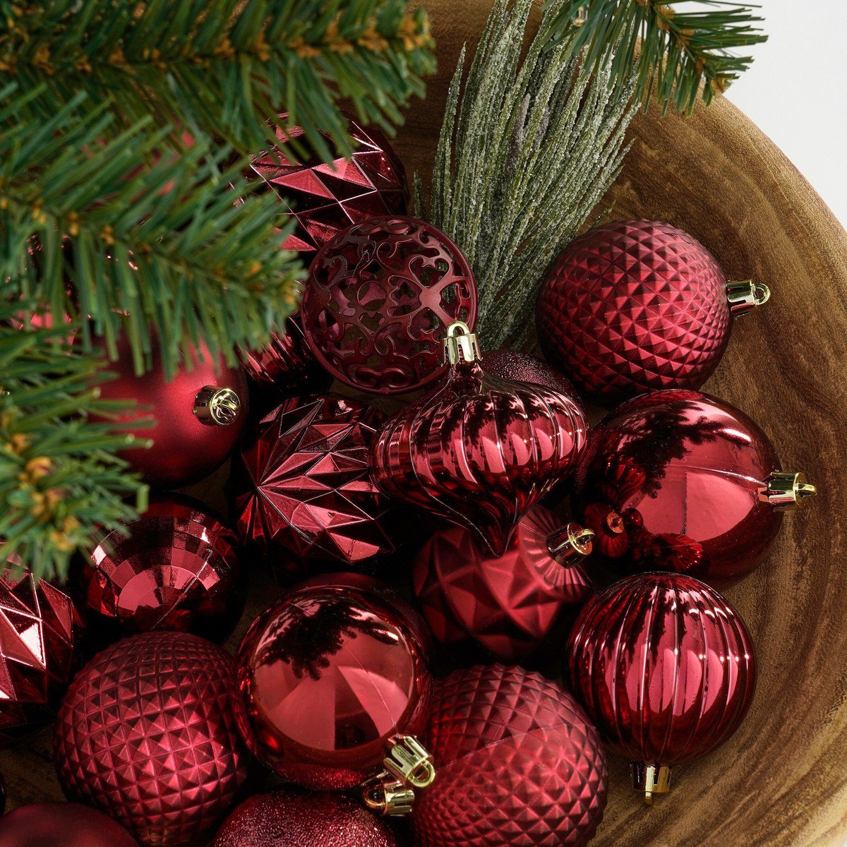 Kerstballen Gerecycled Polystyreen Donkerrood (60 stuks) - Ø 7 cm