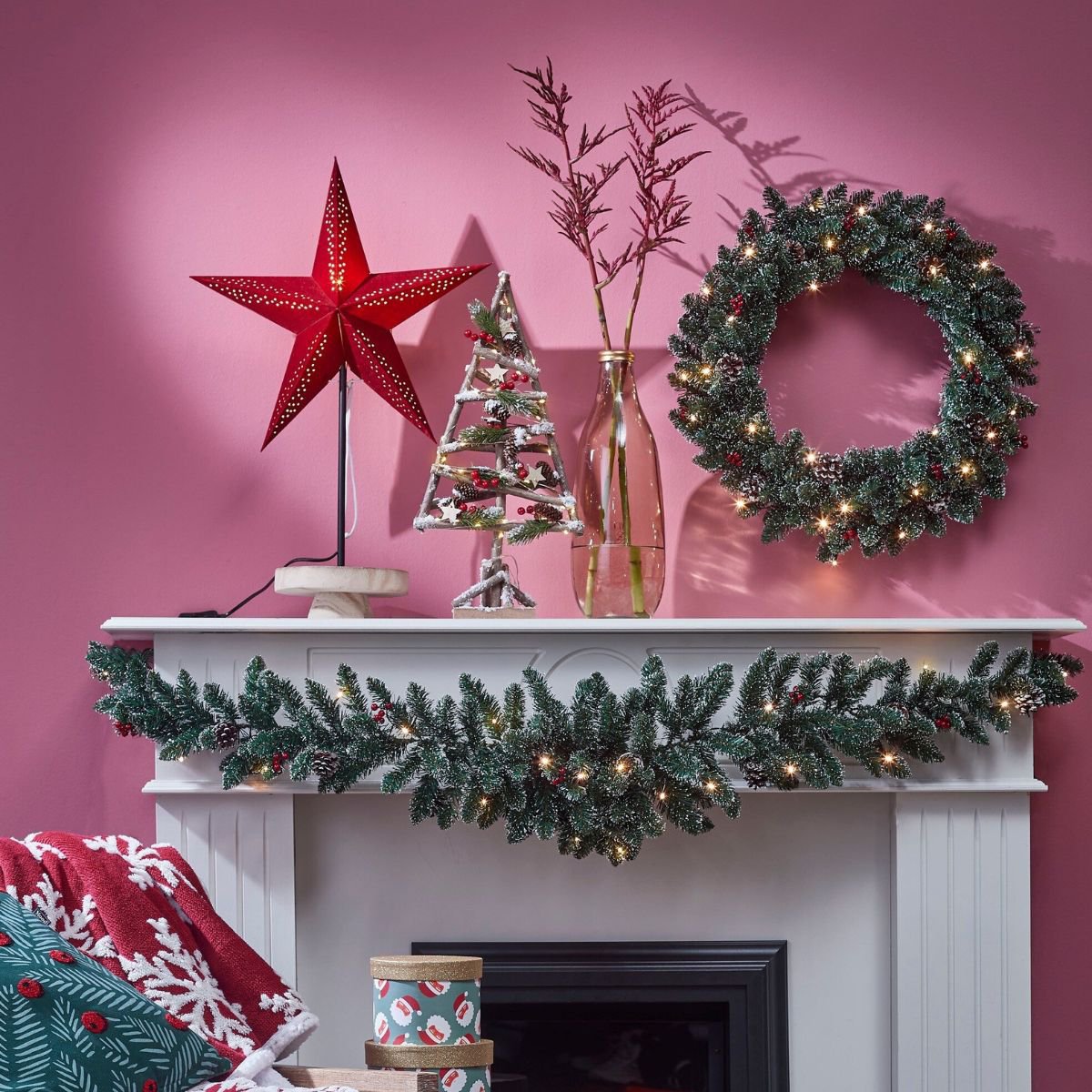 Kerstkrans Creston Verlicht Groen - Ø 60 cm
