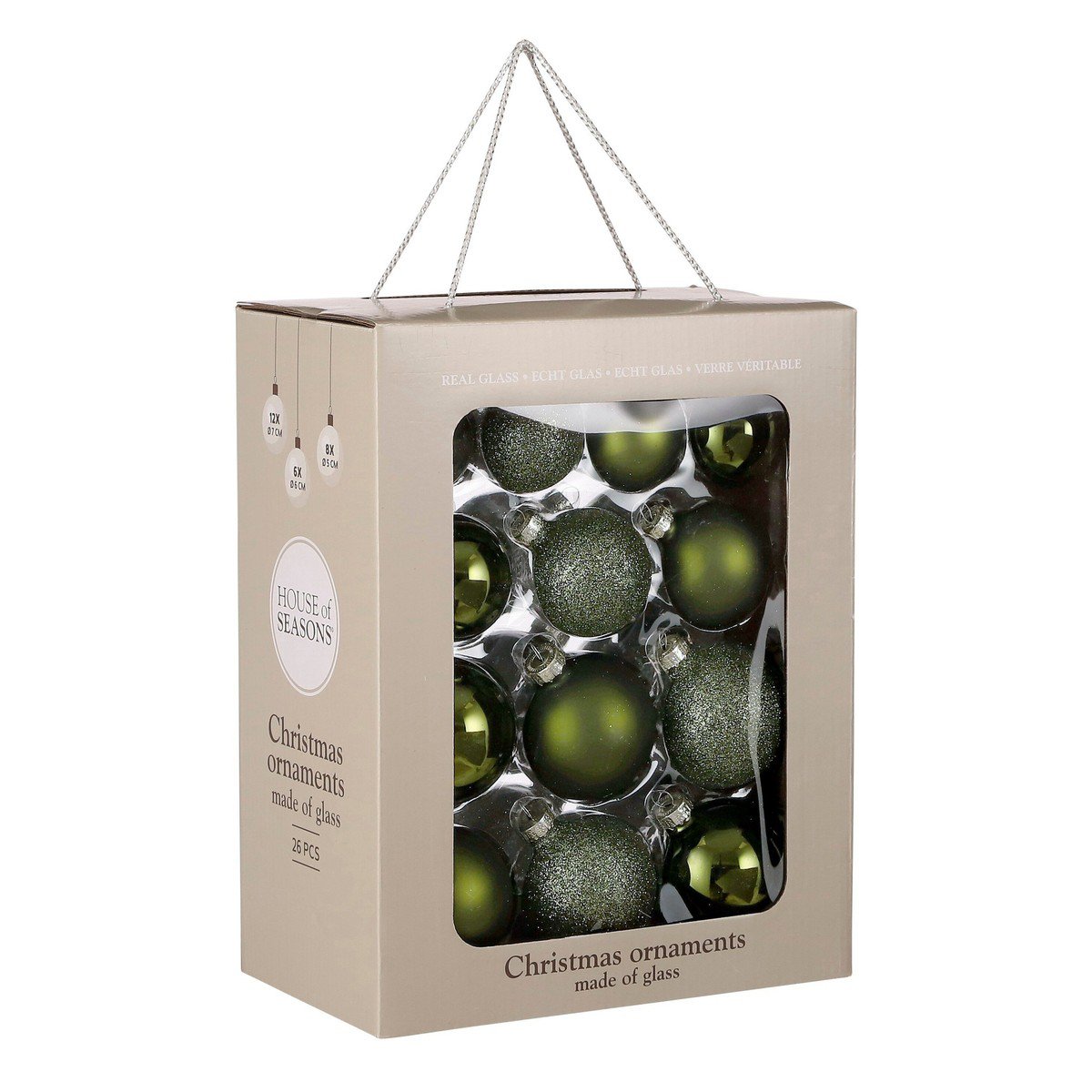 Kerstballen Glas Donkerbruin (26 stuks) - Ø 5/6/7 cm