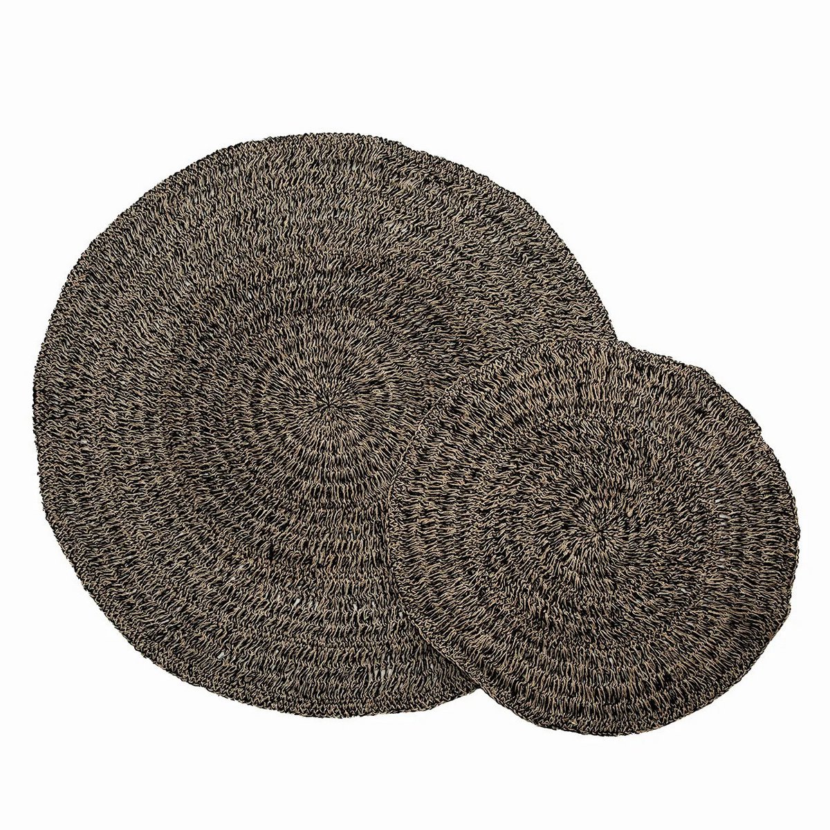 Ronde tapijt Zeegras naturel zwart - 100 cm