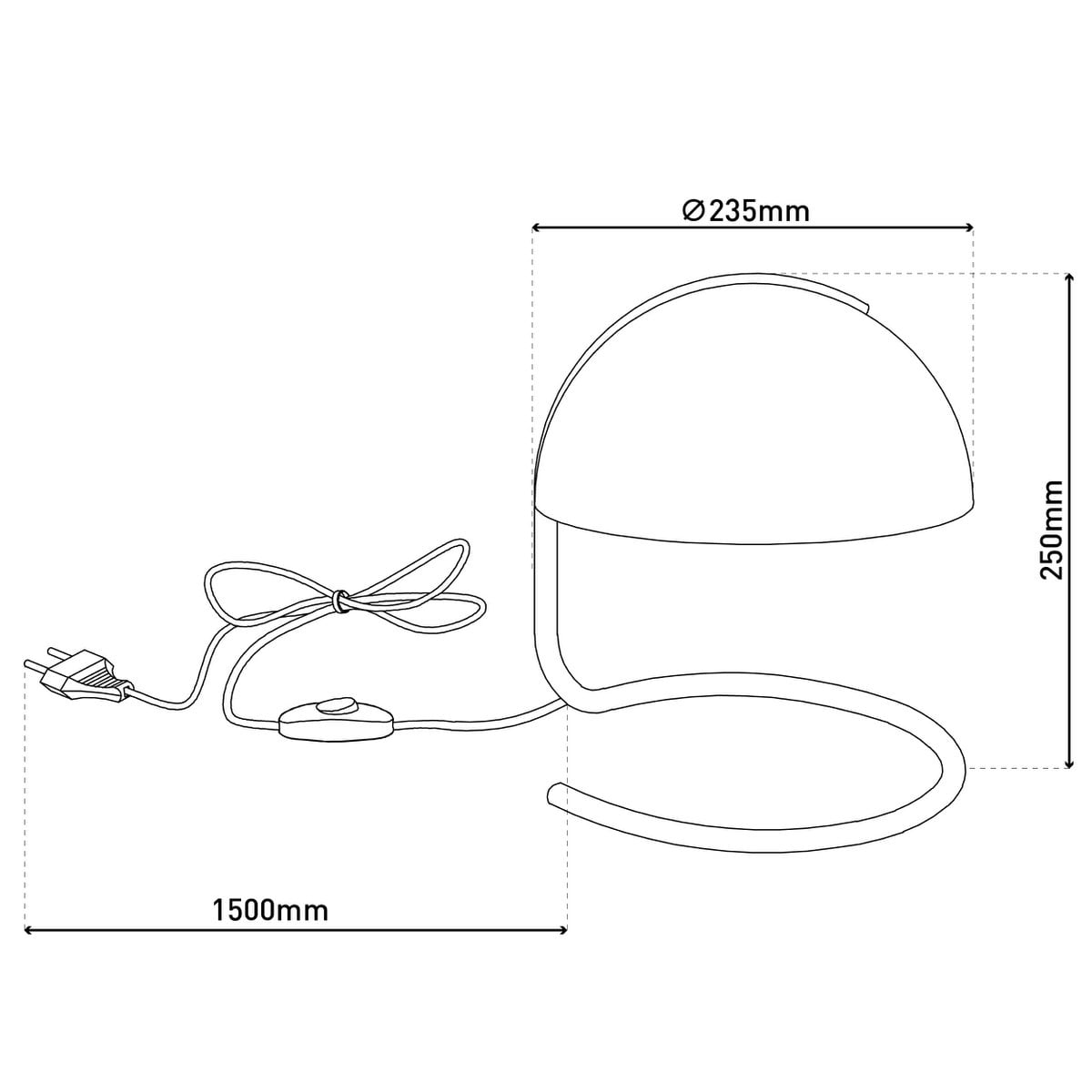 Tafellamp Burano Zwart/Zwart Glas - 25 cm (E27)
