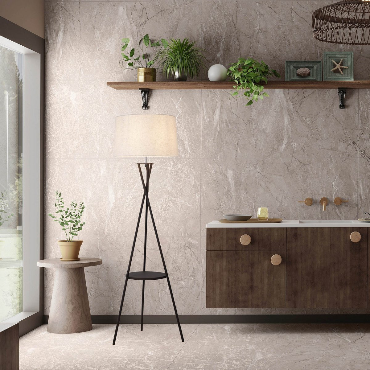 Vloerlamp Tora met Tafel Roest/Naturel - 158 cm (E27)