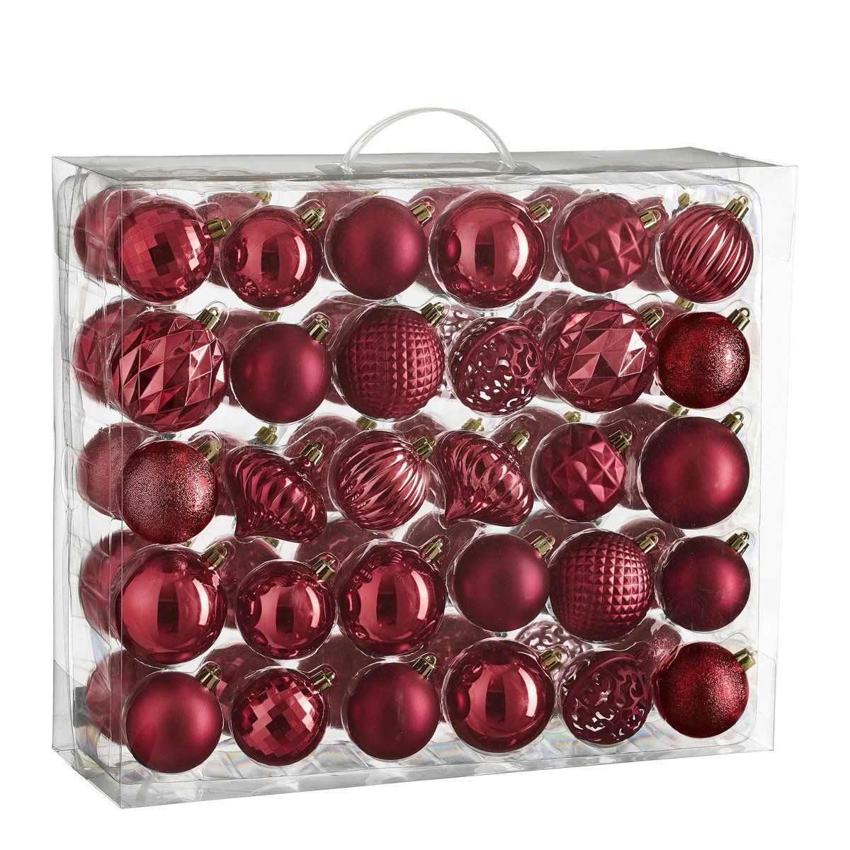 Kerstballen Gerecycled Polystyreen Donkerrood (60 stuks) - Ø 7 cm