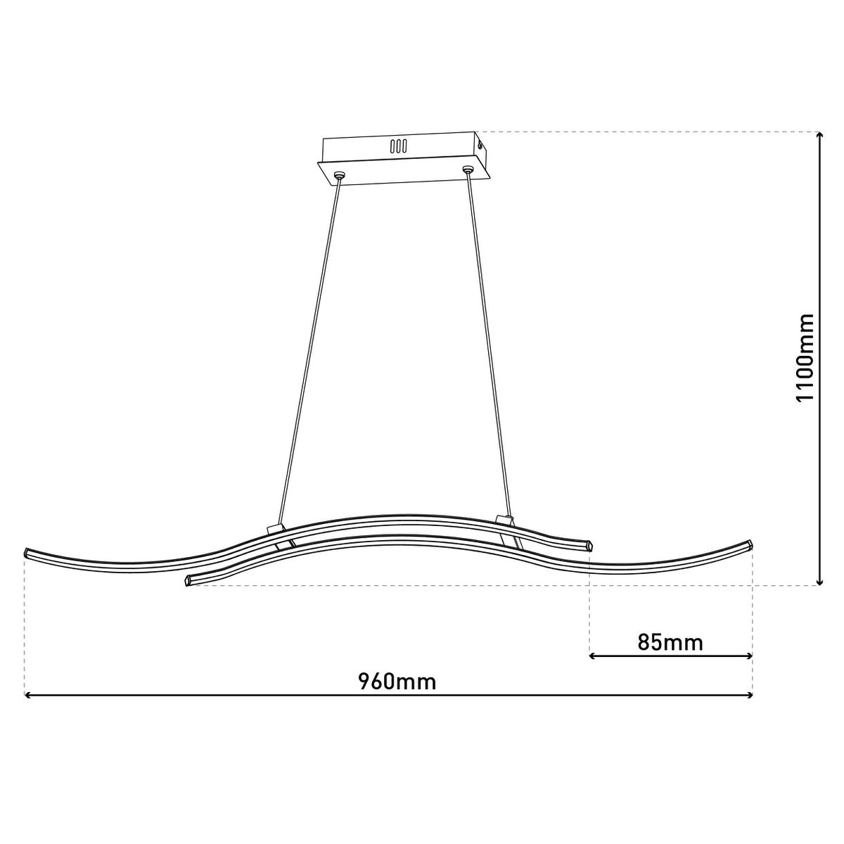 LED Hanglamp Onda Zwart - 96 cm