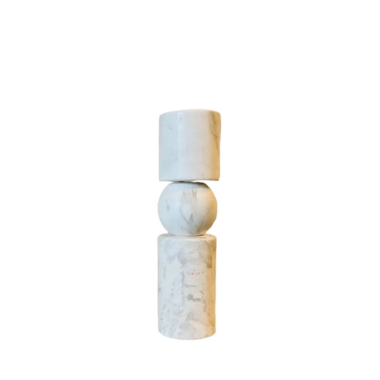 Marmeren kandelaar M wit - 29,5 cm
