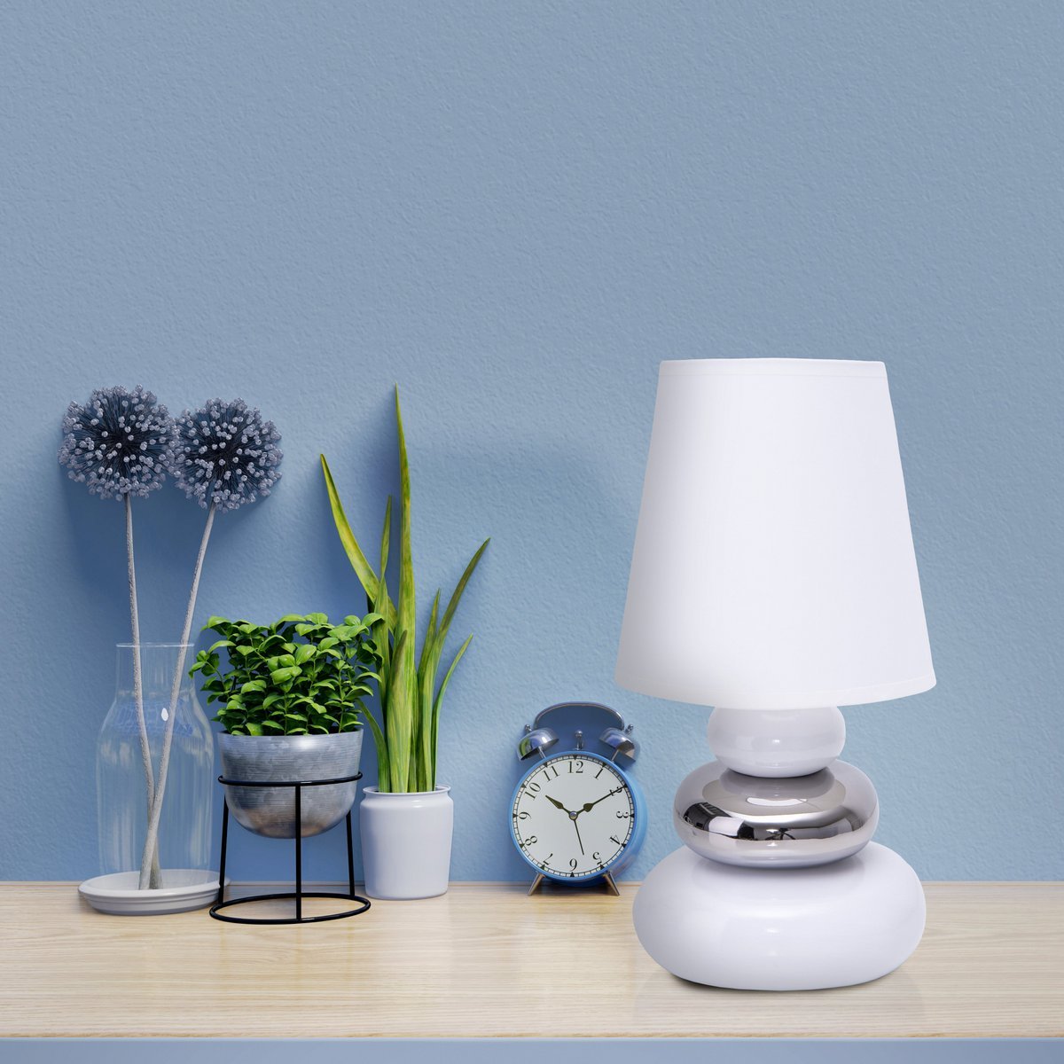 Keramische tafellamp "stoney", tafellamp gemaakt van keramiek, wit, met E14 - versie, tafellamp voor eetkamer, woonkamer, gang of kantoor, of als een bedlamp, 31 cm hoog - OutHome