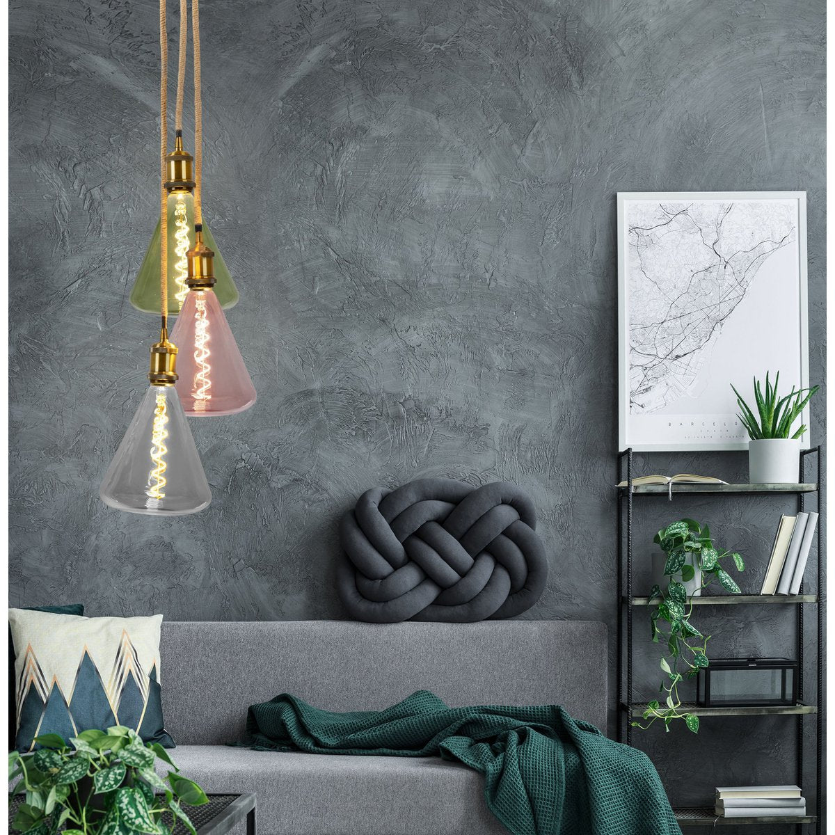 LED - lamp "Dilly" E27 versie 4 watt, metaal en glas in grijs - OutHome