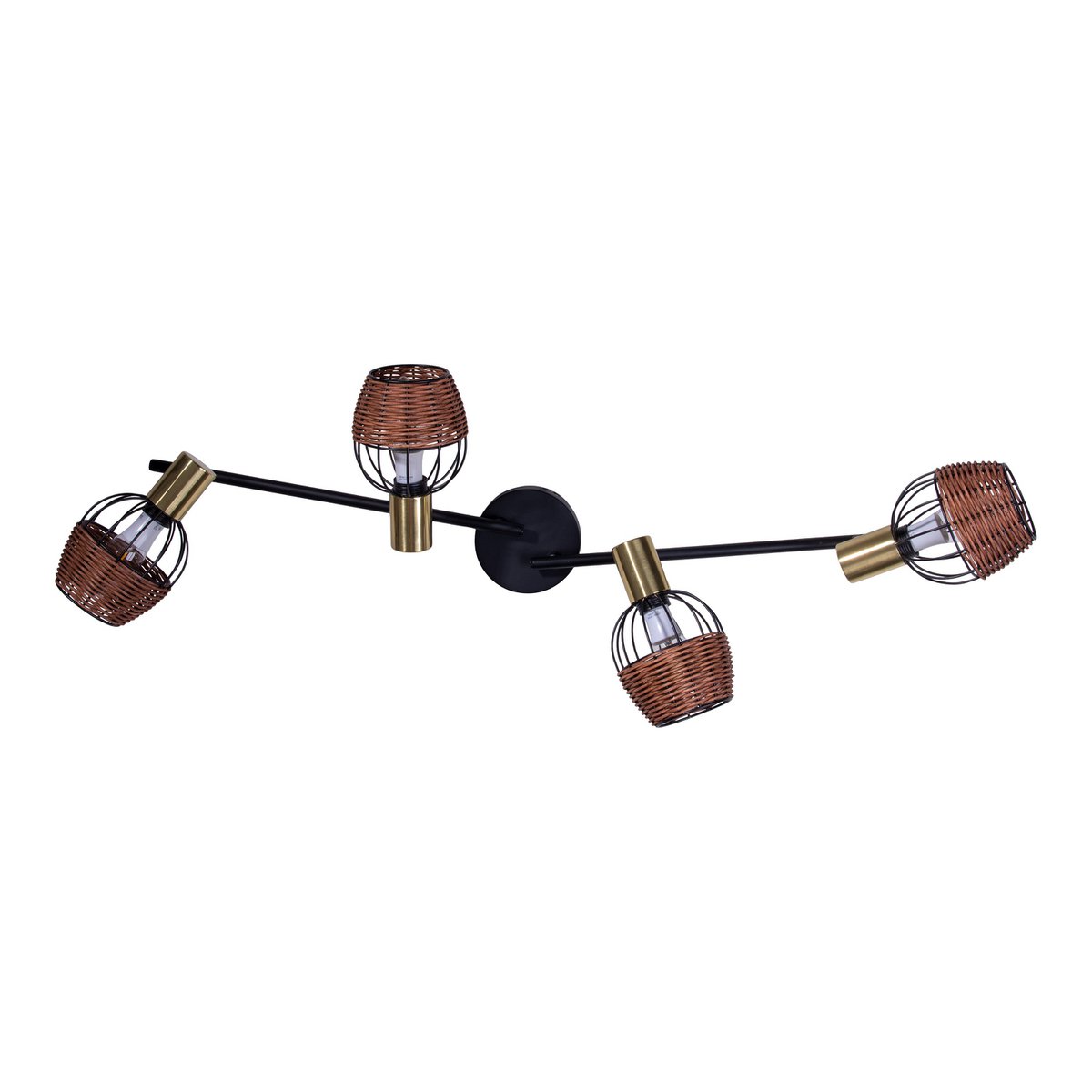 Plafondlamp Corbis 4-Lichts Zwart/Goud - 78 cm (E14)