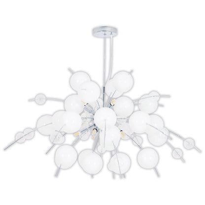 Hanger lamp "explosie" wit, gemaakt van metaal en glas, G9 - versies, hangende lamp voor eetkamer, woonkamer, hal of kantoor, Øca. 98 cm - OutHome