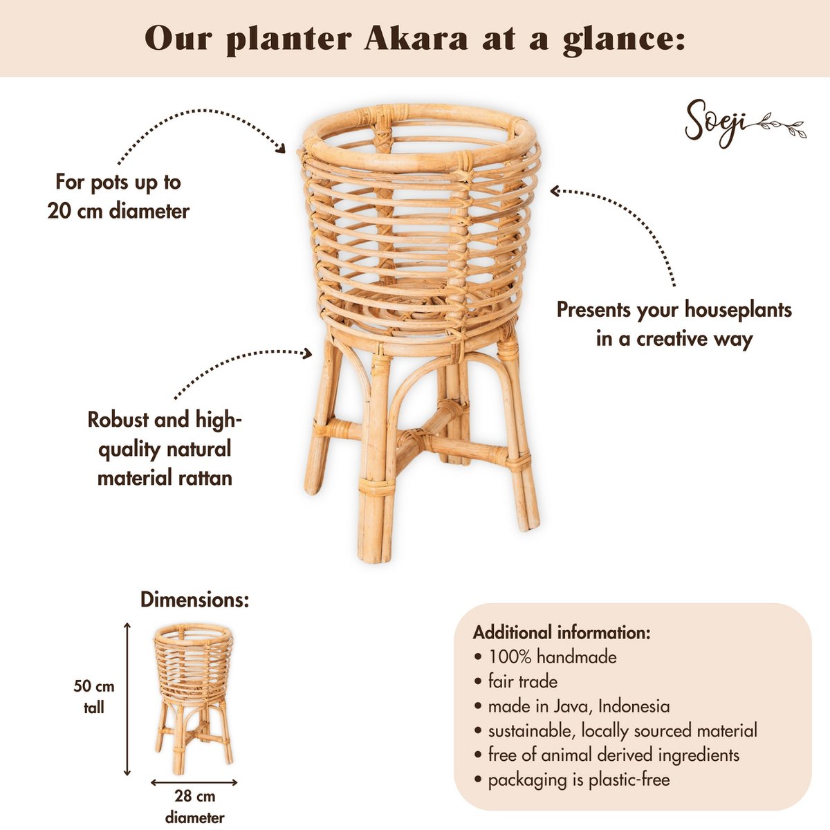 Plantenstandaard Akara Rotan Rond - Ø 20 cm