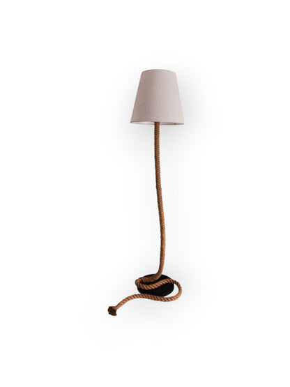 Staande lamp "touw" gemaakt van metaal, plastic, jute en textielmateriaal in de natuur, met E27 - versie, verlichting voor woonkamer, eetkamer of kantoor, 165 cm hoog - OutHome