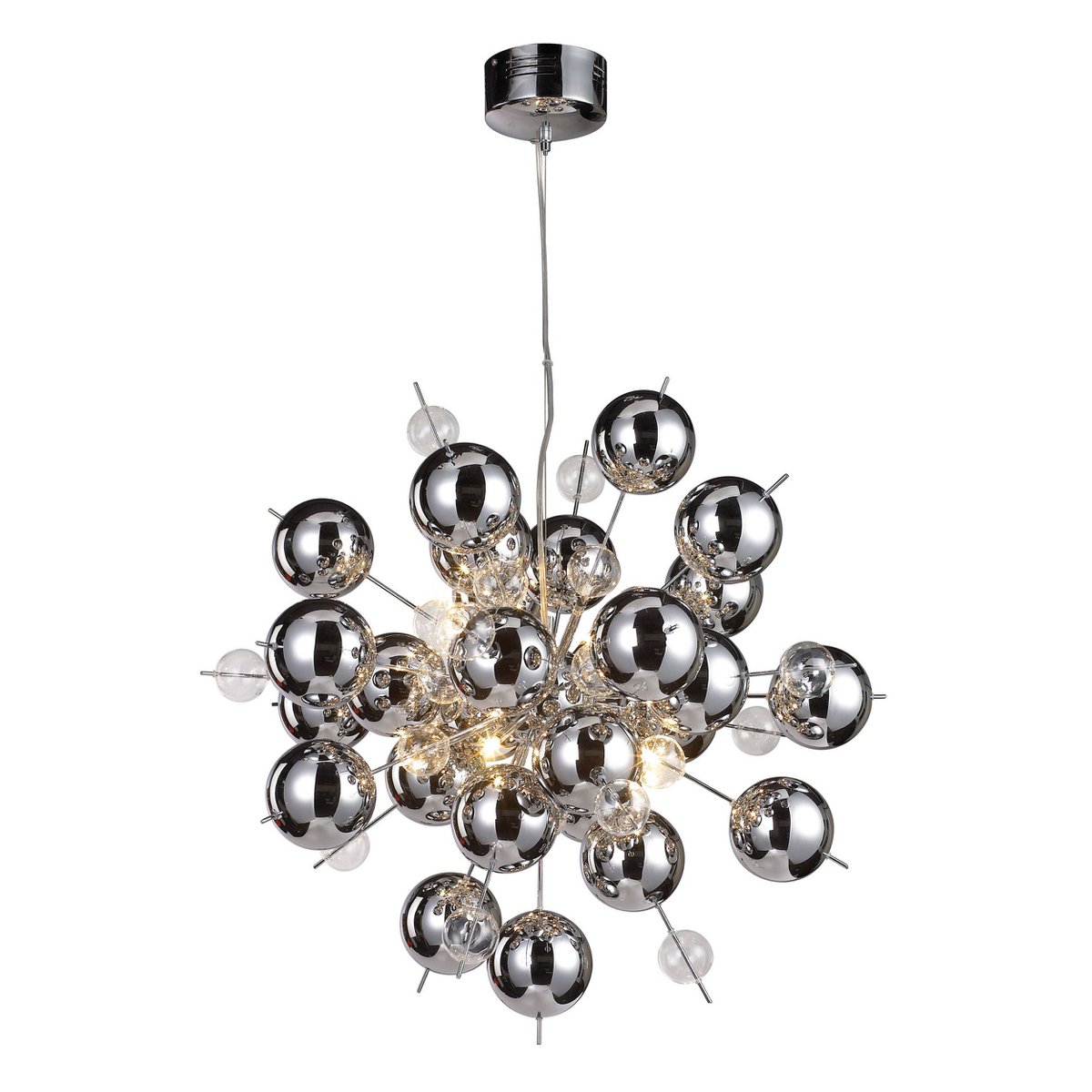 Hanger lamp "explosie" chroom gemaakt van metaal en glas, G9 - versies, hangende lamp voor eetkamer, woonkamer, gang of kantoor, Øca. 65 cm - OutHome