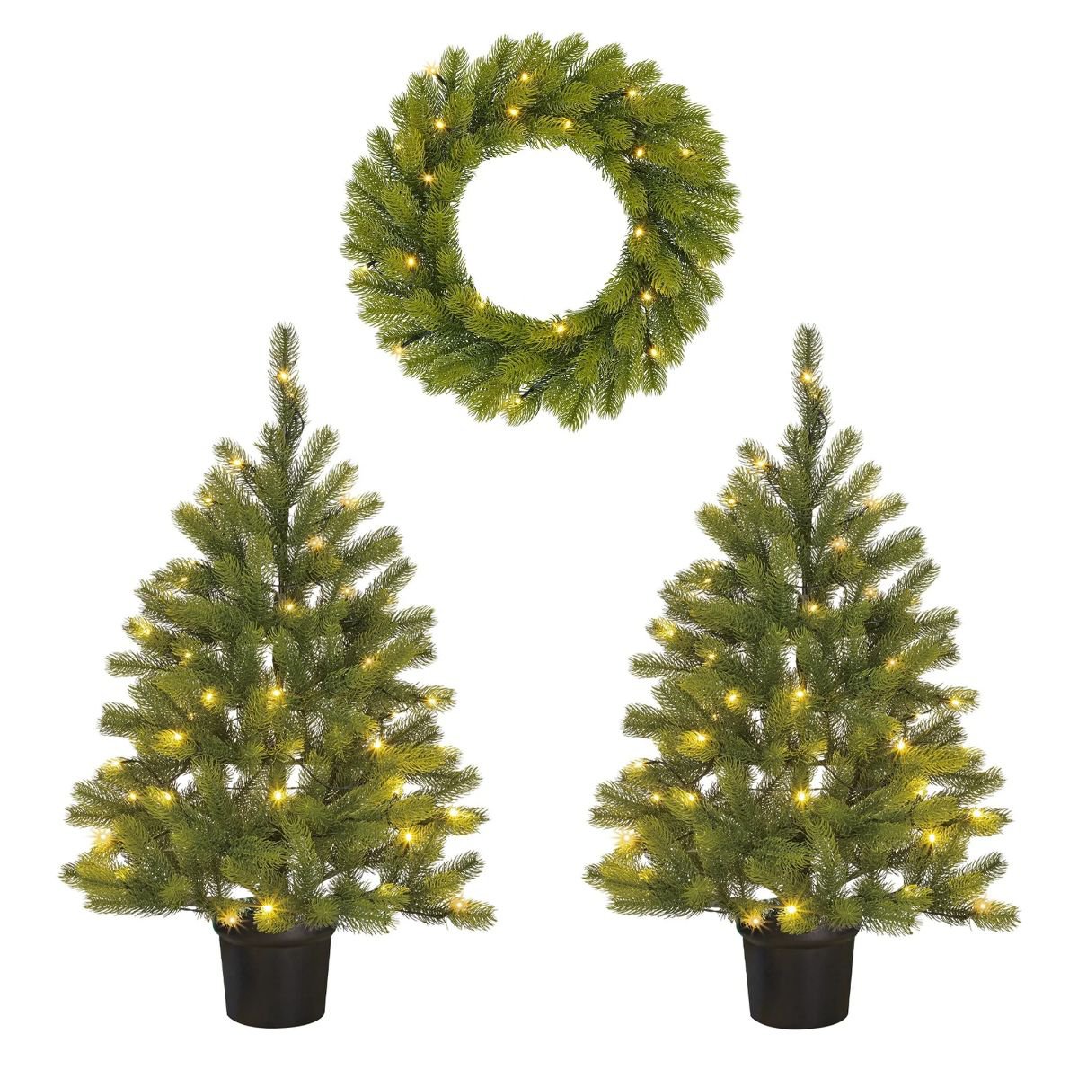 Kerstset Nagoya Verlicht - 2 × 90 cm + kerstkrans