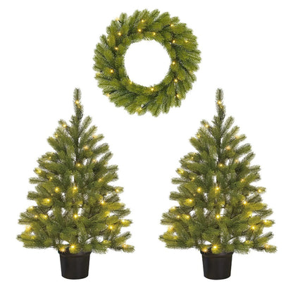 Kerstset Nagoya Verlicht - 2 × 90 cm + kerstkrans