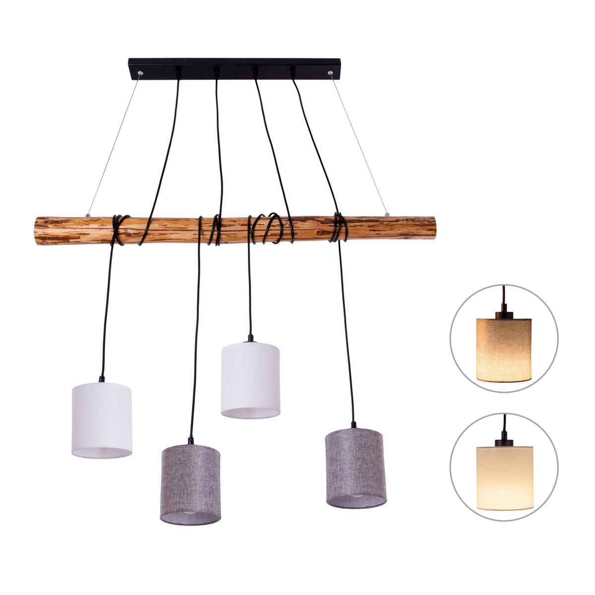 Hanglamp Malta 4-Lichts Grijs/Wit (E27)