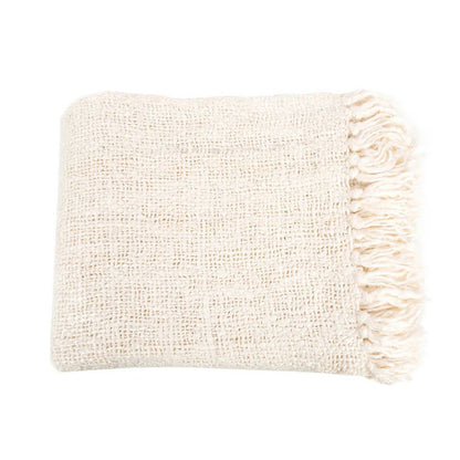 Katoenen plaid S'il vous plaid crème
