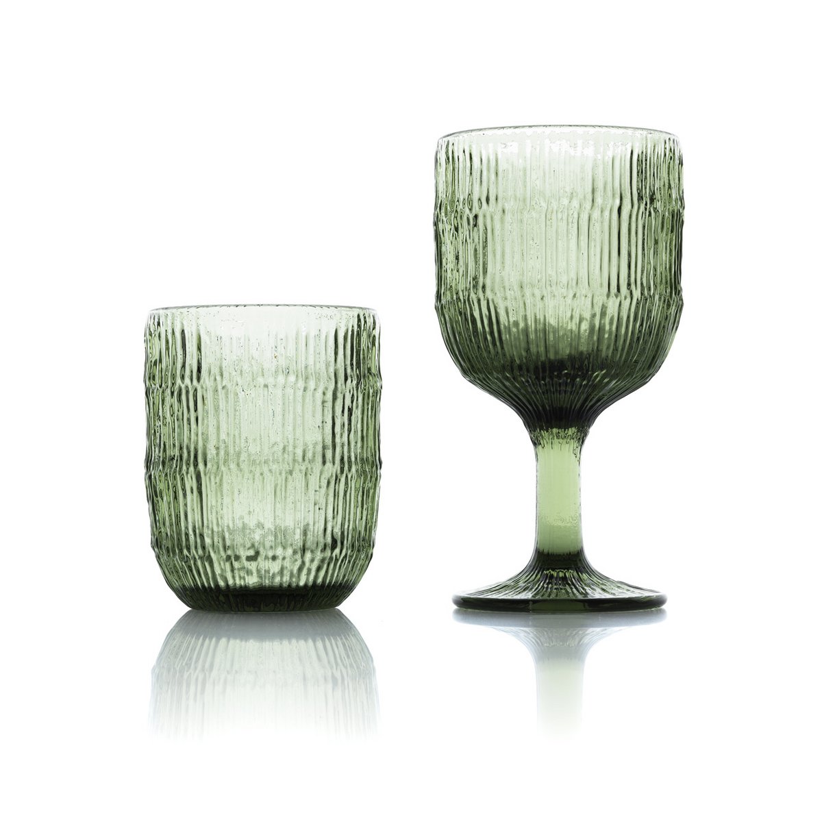 Glazen wijnglas Moss Ripple groen