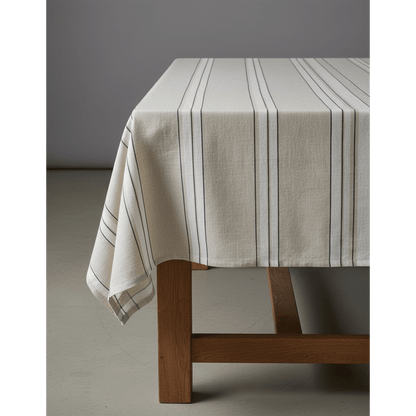 Linnen tafelkleed Provence zwart-wit - 150 x 250 cm - OutHome