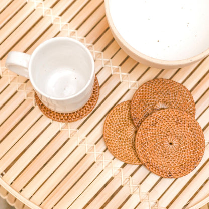 Onderzetters Tibu Rotan Rond (Set van 4/8)