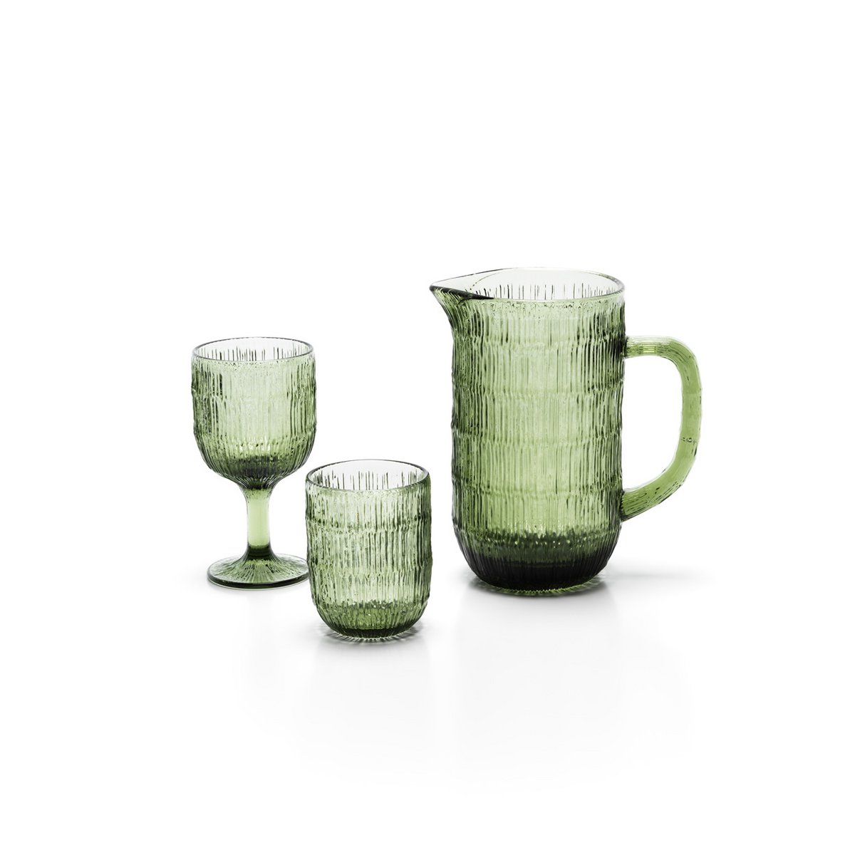Glazen wijnglas Moss Ripple groen