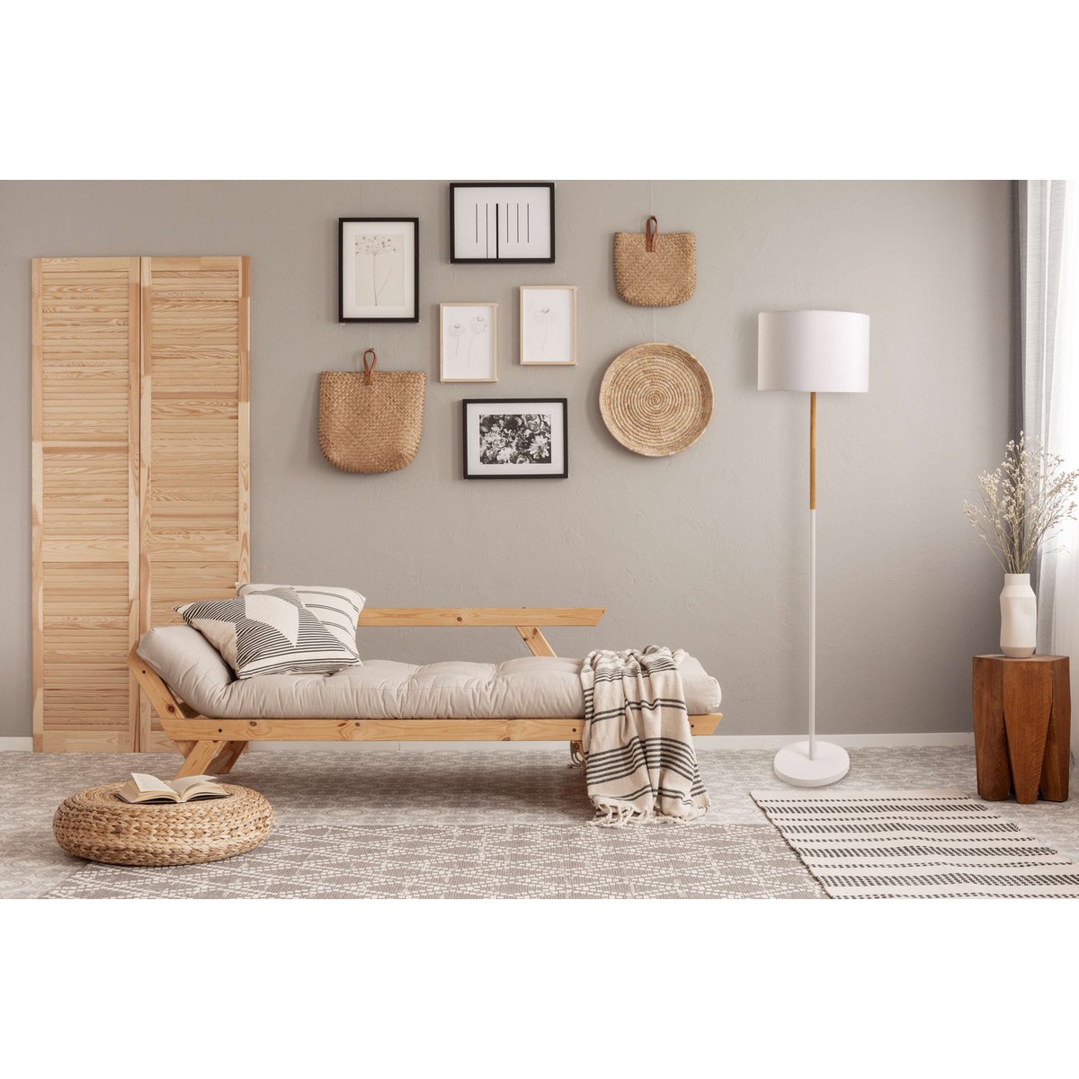 Vloerlamp Tessile Wit/Naturel - 126 cm (E27)