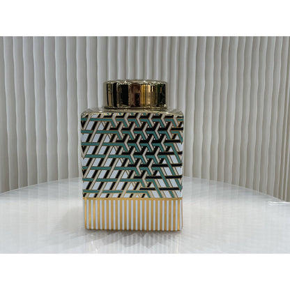 Porseleinen vaas groen/goud 21 cm