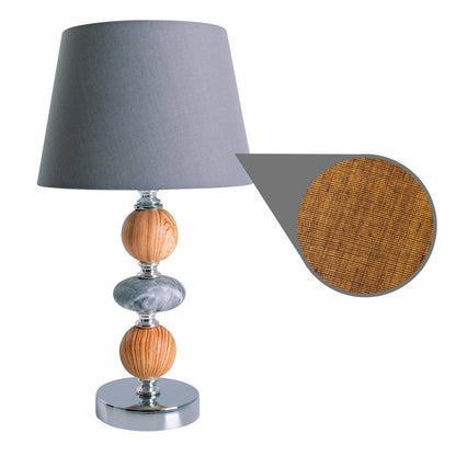 Keramische tafellamp "araga" 36 cm hoog, tafellamp gemaakt van metaal, hout en marmer, met tekstbladen, grijs, met E14 - aansluiting, verlichting voor eetkamer, woonkamer, gang of kantoor - OutHome