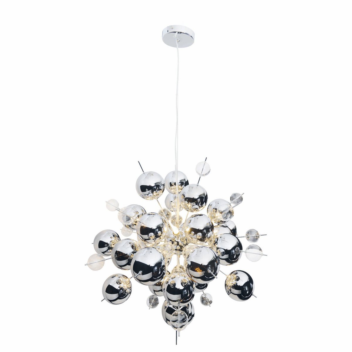 Hanger lamp "explosie" chroom gemaakt van metaal en glas, G9 - versies, hangende lamp voor eetkamer, woonkamer, gang of kantoor, Øca. 65 cm - OutHome