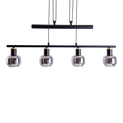 Hanglamp Fumoso 4-Lichts Zwart Rookglas - 78 cm (E14)