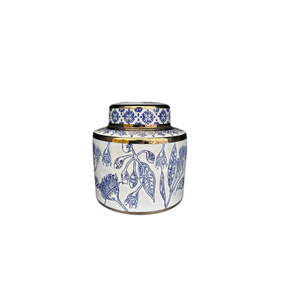 Porseleinen gemberpot Aline blauw/wit