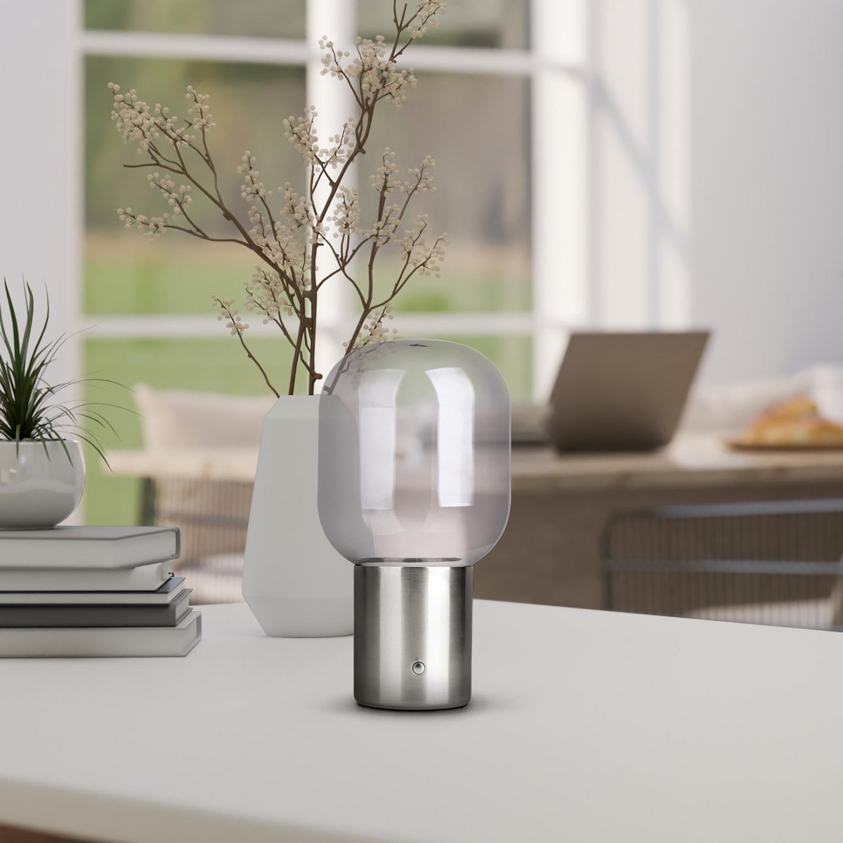 Snoerloze Tafellamp Albero Chroom/Glas - 25 cm (Touch)
