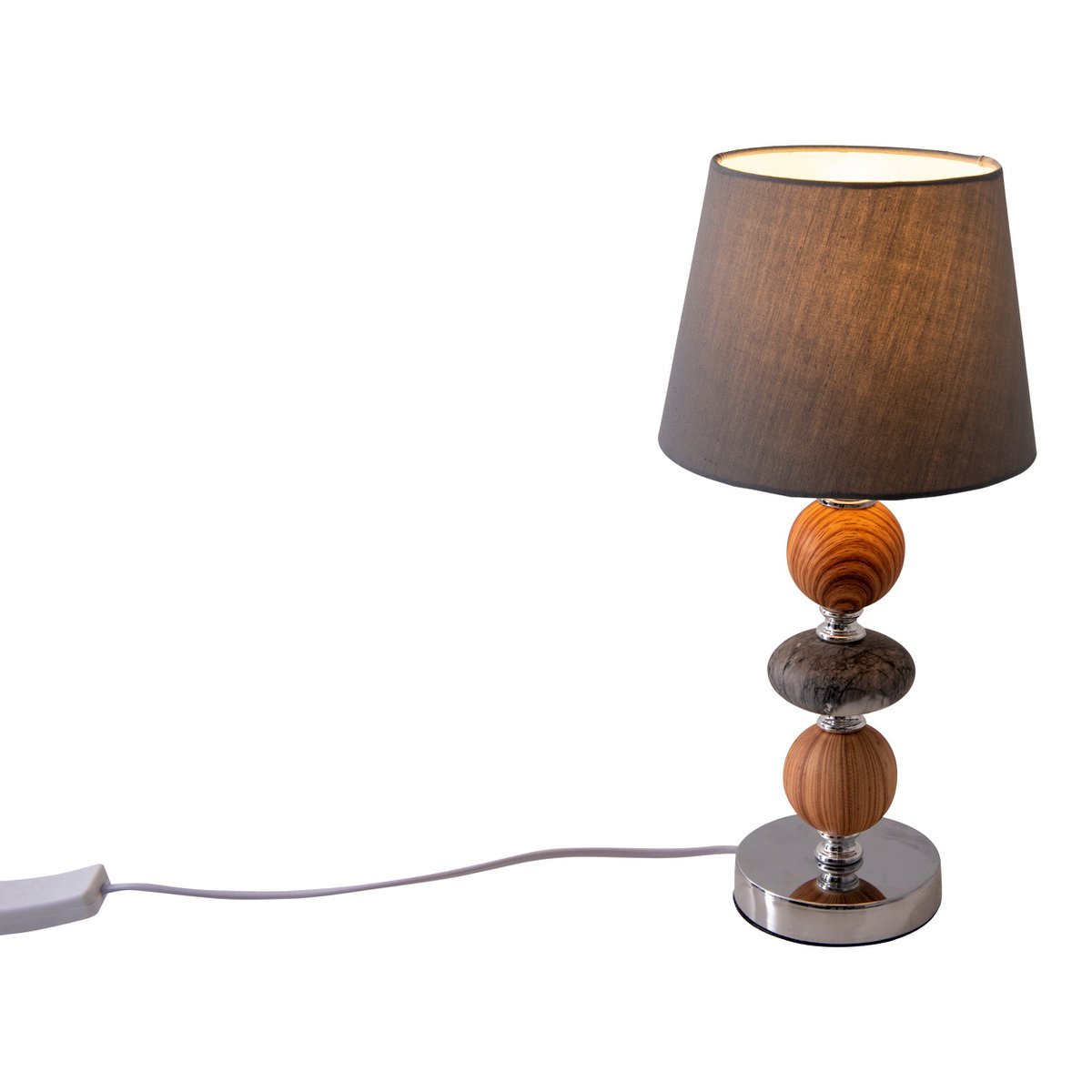 Keramische tafellamp "araga" 36 cm hoog, tafellamp gemaakt van metaal, hout en marmer, met tekstbladen, grijs, met E14 - aansluiting, verlichting voor eetkamer, woonkamer, gang of kantoor - OutHome