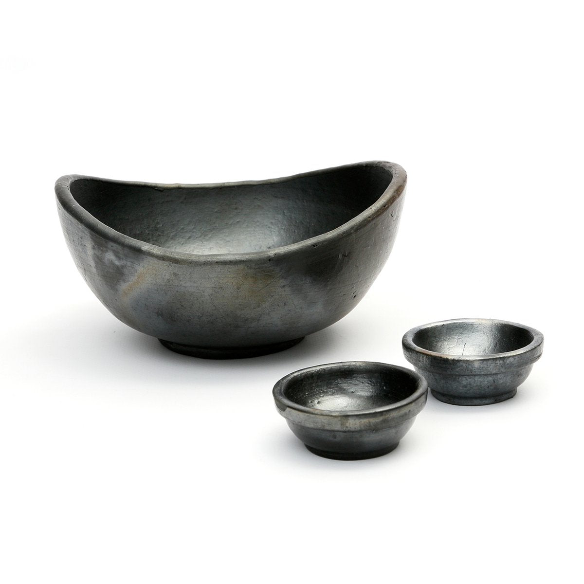 Gebrande terracotta kommen zwart (set van 3)