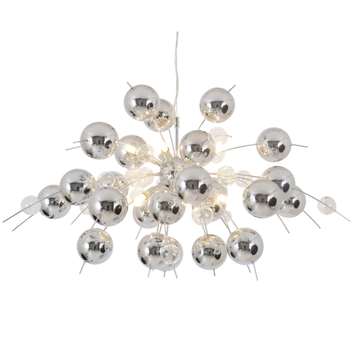 Hanger lamp "explosie" chroom gemaakt van metaal en glas, G9 - versies, hangende lamp voor eetkamer, woonkamer, gang of kantoor, Øca. 98 cm - OutHome
