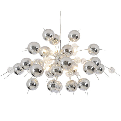 Hanger lamp "explosie" chroom gemaakt van metaal en glas, G9 - versies, hangende lamp voor eetkamer, woonkamer, gang of kantoor, Øca. 98 cm - OutHome
