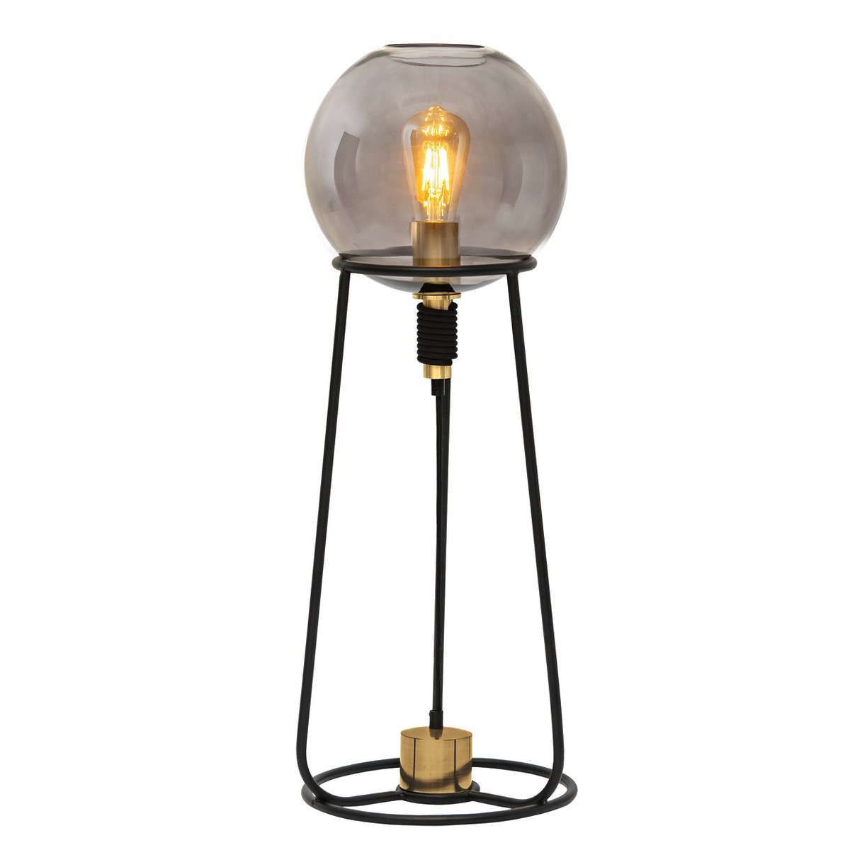 Tafellamp "Stelo", moderne tafellamp gemaakt van zwart metaal en rookglas, E27 - aansluiting, 71 cm hoog, voor eetkamer, woonkamer, gang of kantoor, - OutHome